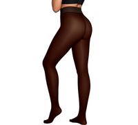 Adisputent Collants thermiques transparents doublés en polaire pour femme | Collants épais et chauds de 220 g, couture à l'entrejambe, collants extensibles et translucides, taille haute