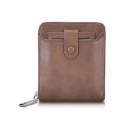 AdiStylinno Portefeuille court à fermeture éclair avec emplacements externes pour cartes et poche pour pièces de monnaie, fenêtre d'identité, portefeuilles en cuir pour homme, kaki, 11.3*9.5*2.5 cm /