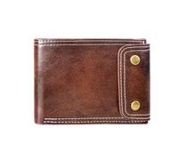 AdiStylinno Portefeuille vintage à deux boutons pour homme, portefeuille pliable en cuir synthétique avec 9 emplacements pour cartes et 2 emplacements pour espèces, portefeuille pour homme, marron, A