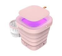 ADITAM 100V-240V 9L Machine à Laver Pliable - Machine à Laver Portable, Mini Laveuse Portable avec Essoreuse (Couleur: Rose) Double the comfort