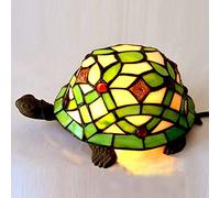 ADITAM Tiffany Style Petite Veilleuse Lampes De Table en Forme De Tortue, Lampe De Chevet Tiffany Lampe De Nuit en Vitrail Lampes De Chambre, Lampe D'appoint De Tortue Verte, E14 / 12, H4.33