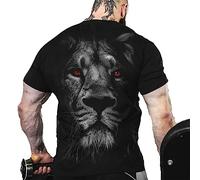 ADITIRCP T-Shirt d'été décontracté à Manches Courtes avec Motif de Lion T-Shirt à Impression numérique 3D avec tête de Lion dominante Top de Rue pour l'extérieur