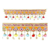 Aditri Creation Decorative Toran Door Hanging Artificial Flower Velvet Cloth Bandanwar Bead Toran Wall Hangings Main Entrance Window Indian Traditional Festival Home Temple Decor (Size:-35"X6")(Pink)