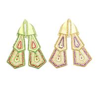 Aditri Creation Lot de 2 décorations Puja Chunari, Pooja Chunar Ganesh Dupatta Pooja Articles pour indien traditionnel pour statue, cadre, temple (taille : 22,9 x 7,6 cm) (vert, jaune)