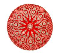 Aditri Creation Set of 1 Round Red Velvet Pooja Cloth Mat Aasan Decorative Cloth for Indian Traditional Multipurpose Pooja Festival New Year Decorations Item & Article (Size:- 17'' X 17'' Diameter)