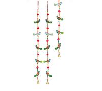 Aditri Creation Set of 2 Indian Traditional Door Hanging 5 Wooden Birds Peacock String with Bell Decoration for Home Wall Temple Bedroom Kids Room Décor Gifting (Size:- 30" Approx)