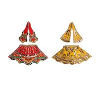Aditri Creation Set of 2 Laxmi Durga Devi MATA Dress poshak vastra Cloth lehanga Chunari Puja Item for Idol Statues for Indian Traditional New Year Decorations Housewarming Festival (Size:- 3")