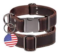 ADITYNA - Collier pour chien en cuir avec boucle en métal pour chiens de grande et très grande taille - Collier tactique en cuir pour chien robuste, réglable (marron, convient aux tours de cou de 48,3