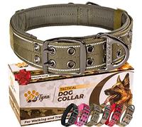 ADITYNA Collier Robuste avec poignée - Collier réfléchissant Vert pour Chiens de Grande Taille - Large, épais, Tactique, rembourré - Collier Parfait pour Le Dressage et la Marche