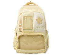 Adius Sac à Dos Ita Bag, Sac à Dos Kawaii pour L'école Filles, avec Fenêtres Transparentes, Sacs D'école Y2K, pour Femmes, Voyages, Études ou Travail (Jaune)