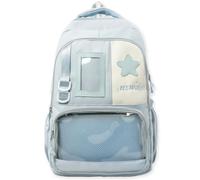 Adius Sac à Dos Ita Bag, Sac à Dos Kawaii pour L'école Filles, avec Fenêtres Transparentes, Sacs D'école Y2K, pour Femmes, Voyages, Études ou Travail (Bleu)