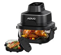 ADIVO Friteuse à Air fryer Verre 4L/1.5L,1500W Bol en Verre Visuel,Double Capacité,4 Modes de Cuisson,Sans Huile & Sans Revêtement Chimique,Lavable au Lave-Vaisselle,Portable pour Camping/Bureau