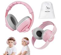 Adiwo 2 en 1 Casque Anti Bruit Bébé, Casque Avion Bebe, Jusqu'à 25 dB, Protection Auditive pour Enfant Jusqu'à 48Mois, Améliore le Sommeil, Ajustable et Confortable, pour Concerts, Avions, Rose