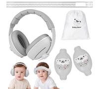 Adiwo 2 en 1 Casque Anti Bruit Bébé, Casque Avion Bebe, Jusqu'à 25 dB, Protection Auditive pour Enfant Jusqu'à 48Mois, Améliore le Sommeil, Ajustable et Confortable, pour Concerts, Avions, Gris