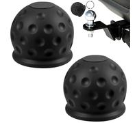 Adiwo 2 Pièces Cache Boule Attelage Voiture, Protection Boule Attelage Voiture, Couvercle pour Boule d'Attelage en Caoutchouc, Universelle en Protection Contre Rouille et Oussière, Noir