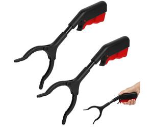 Adiwo 2 Pièces Pince Ramasse Objet, Pince Telescopique de 28 cm, Pince pour Ramasser Sans se Baisser, Mâchoires Rotatives à 360°, Ntidérapante Pour Aux Personnes âgée(Rouge+Noir)