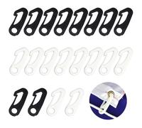 Adiwo 20Pcs Clip de Fixation du Mât, Crochets pour Drapeau, Kit de Mât de Drapeau pour Vêtements, Jardin, Extérieur, Camping, Voile, Trousseau de Clés(Blanc+Noir)