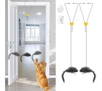Adiwo 2pcs Porte Suspendue Souris Jouet Chat, Jouets Interactifs pour Chats, Souris Suspendue avec Corde Élastique et Bruit, Jouet Chaton en Intérieur pour Jeu Autonome, Jeux et Interactions, Gris
