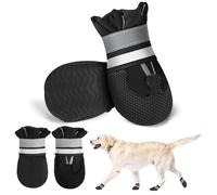 Adiwo 4 Pièces Bottes Chien Imperméables, Bottes de Protection avec Sangles Réfléchissantes, Antidérapant Chaussure Chien Ajustables pour Jours de Pluie, jJours de Neige, Forêts, Parcs, Plages, L