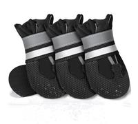 Adiwo 4 Pièces Bottes Chien Imperméables, Bottes de Protection avec Sangles Réfléchissantes, Antidérapant Chaussure Chien Ajustables pour Jours de Pluie, jJours de Neige, Forêts, Parcs, Plages, XXL