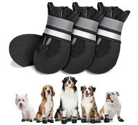 Adiwo 4 Pièces Bottes Chien Imperméables, Bottes de Protection avec Sangles Réfléchissantes, Antidérapant Chaussure Chien Ajustables pour Jours de Pluie, jJours de Neige, Forêts, Parcs, Plages, S