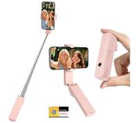 Adiwo 70CM Mini Extensible Perche Selfie, Selfie Smartphone Bluetooth avec Télécommande, Perche à Selfie Rotatif Portable de Poche pour iPhone, Samsung et Android (Rose)