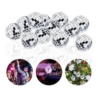 Adiwo Boule à facettes à Suspendre, 24pcs 4cm Boules Disco Argentées Rétro, Boule Miroir à Suspendre Mini, Boule Pailletée pour Les fêtes ou la Danse, Bals de Promo, Mariages, Décorations de Noël