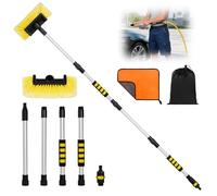 Adiwo Brosse Lavage Voiture Télescopique, 165CM Balai de Lavage Ajustable, Brosse de Lavage pour Voitures avec Manche Télescopique et Raccord d'eau pour Voiture, Camping-Car, Camion, Bus, Jardin