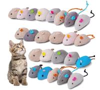 Adiwo Catnip Jouets Souris, 24pcs Teeth Cleaning Jouet Interactif à l'herbe à Chat, Mini Souris en Peluche Jouet à Mâcher à l'herbe à Chat pour Kicking, Playing and Indoor Interacting (Color Mix)