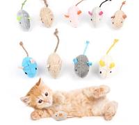 Adiwo Catnip Jouets Souris, 9pcs Teeth Cleaning Jouet Interactif à l'herbe à Chat, Mini Souris en Peluche Jouet à Mâcher à l'herbe à Chat pour Kicking, Playing and Indoor Interacting (Color Mix)