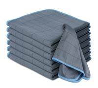 Adiwo Chiffon Magique Microfibre Carbone, 6X Serviette sans Trace Absorbant Polissage, 30 x 30 cm Lingette Essuie Verre pour Vitres, Miroirs, Écrans, Vaisselle Cuisine Menage Voiture, Bleu Ciel