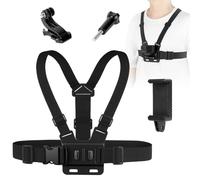 Adiwo Harnais Poitrine Caméra d'action, Fixation de Poitrine pour Caméra l’Action, avec Support de Fixation pour Smartphone, Sangle de Poitrines pour Caméras d'action et Téléphone Portable