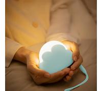Adiwo Veilleuse Enfant, 4 Niveaux de Luminosité Veilleuse LED Nuage avec Corde en Silicone, Rechargeable Lampe de Chevet pour Enfants, Garçon Fille Lumières Décoratives pour Chambre de Bébé(Bleu)