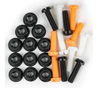 Adiwo Vis et Capuchons de Plaque D'immatriculation de Voiture, Blanc, Jaune et Noir, 12PCS Kit de Fixation de Plaque D'immatriculation de Voiture pour Voitures, Motos, Vélos