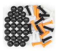 Adiwo Vis et Capuchons de Plaque D'immatriculation de Voiture, Blanc, Jaune et Noir, 24PCS Kit de Fixation de Plaque D'immatriculation de Voitureet écrous pour Voitures, Motos, Vélos