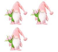 Adiythbm Lot de 3 décorations d'intérieur en forme de nains de tulipe | Trois décorations en peluche Tulip Tomte font un charmant pour n'importe quelle pièce ; figurines en tissu doux