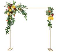 Adjustable 3m Floral Metal Garden Arch for Weddings Gold Square Wedding Arch with Base Support Perfect for Outdoor Decorations and Events 2m/3m Size Options
