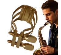 Adjustable Alto Ligature - Professional Sax Accessory, Alto Sax Clamp, Gold Plated Metal Ligature with Double Screw Fastening System, Instrument Parts Replacement, Secure Reed Holder