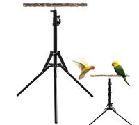 Adjustable Bird Perch Stand - 40~157cm Height, Wooden Parrot Play Toy Portable Metal Holders | 15.74 to 61.81 inches Tall Branch for Lovebirds Parakeets Small Birds Resting Exercise
