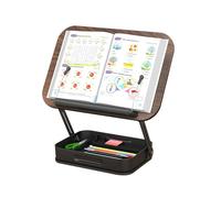 Adjustable Book Stand, Foldable Display Riser, 13.39x9.25x2.99 inches 360° Rotating Holder, Ergonomic Support Base, Lightweight Portable Design, Black Metal for Desk, Cookbook, Tablet, Laptop Use