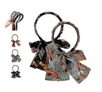 Adjustable Bow Headbands for Women，Satin Fabric，Metal Chain Knotted Headband，Cute Hair Accessories (black and green)