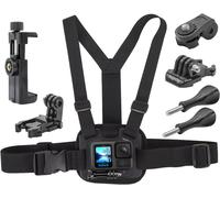 Adjustable Chest Mount Breathable Material for GoPro Hero 13 Hero 12 Hero 11 Hero 10 Hero 9 Hero 8 Hero 7 Hero 5 4 3, AKASO, and Other Action Cameras (Black) (RSX-441)