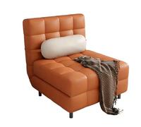 Adjustable Convertible Sleeper Sofa Chair - 3-Level Backrest, Foldable Pull-out Couch Bed, Cat's Paw Leather, Living Room, Office (Orange, 80 cm)