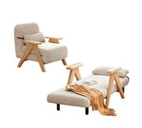 Adjustable Convertible Sleeper Sofa Chair Bed, Pull-out Couch with 5-Position Recline, Foldable Comfort Sofa with Wide Armrests & Hidden Support Legs - Jaune (80 cm)