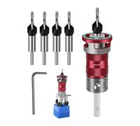 Adjustable Countersink Bit, 7 Pieces Drill Set, 9x3x3cmWoodworking Tool with Depth Stop Feature, Quick Change Drill, Metal Bit with Precision Design, Excellent Woodworking Kit for MDF