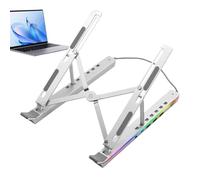 Adjustable Docking - Laptop Stand Holder for Desk Setup | Aluminum Alloy with Foldable Cooling, USB Tablet Support and RGB Lighting for Computer Monitor Display Office Home Work