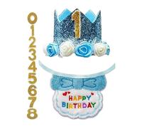 Adjustable Dog Birthday Outfit, Bib Scarf Hat Set, Interactive Feature with Number Accessory, Birthday Decor for Pet Photos Use, Dog Party Accessory with Fun Style, Pet Decor for Small Animal