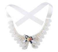 Adjustable Dog Bow Tie Collar | Pearl Flower Necklace for Small & Medium Dogs | Fashion Pet Accessories for Daily Use/Parties | Soft Polyester Material