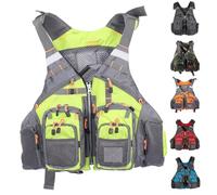 Adjustable Fly Fishing Swim Vest for Adults Men and Women, High Buoyancy Safety Vest with Breathable Mesh Back Multiple Pockets for Kayaking Boating Fishing Water Sports(GrassGreen)