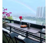 Adjustable Folding Balcony Table - 5 Heights, Railing Mount, Space-Saving Outdoor Furniture for Patios, Balconies, and Decks, Perfect for Dining and Relaxing